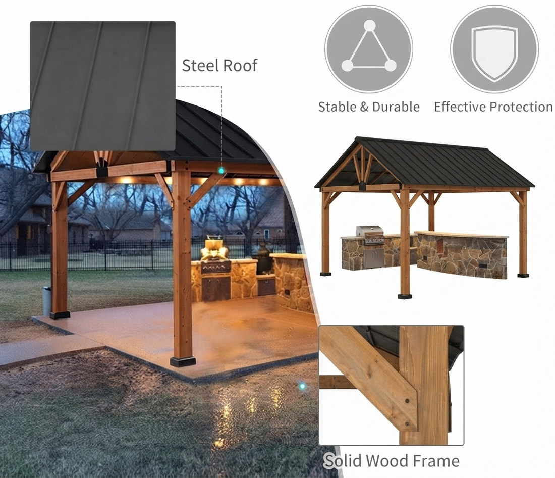 Hardtop Wood Frame Gazebo