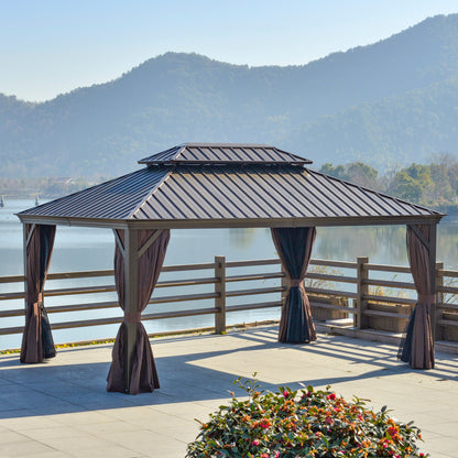 12’x16’ Hardtop Aluminum Gazebo, Double Metal Roof