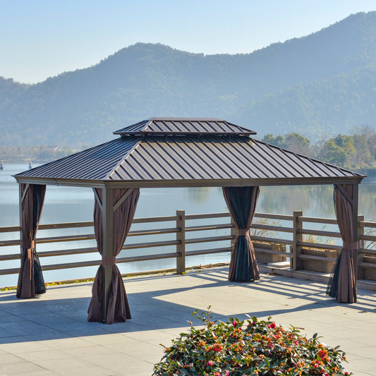 12’x16’ Hardtop Aluminum Gazebo, Double Metal Roof