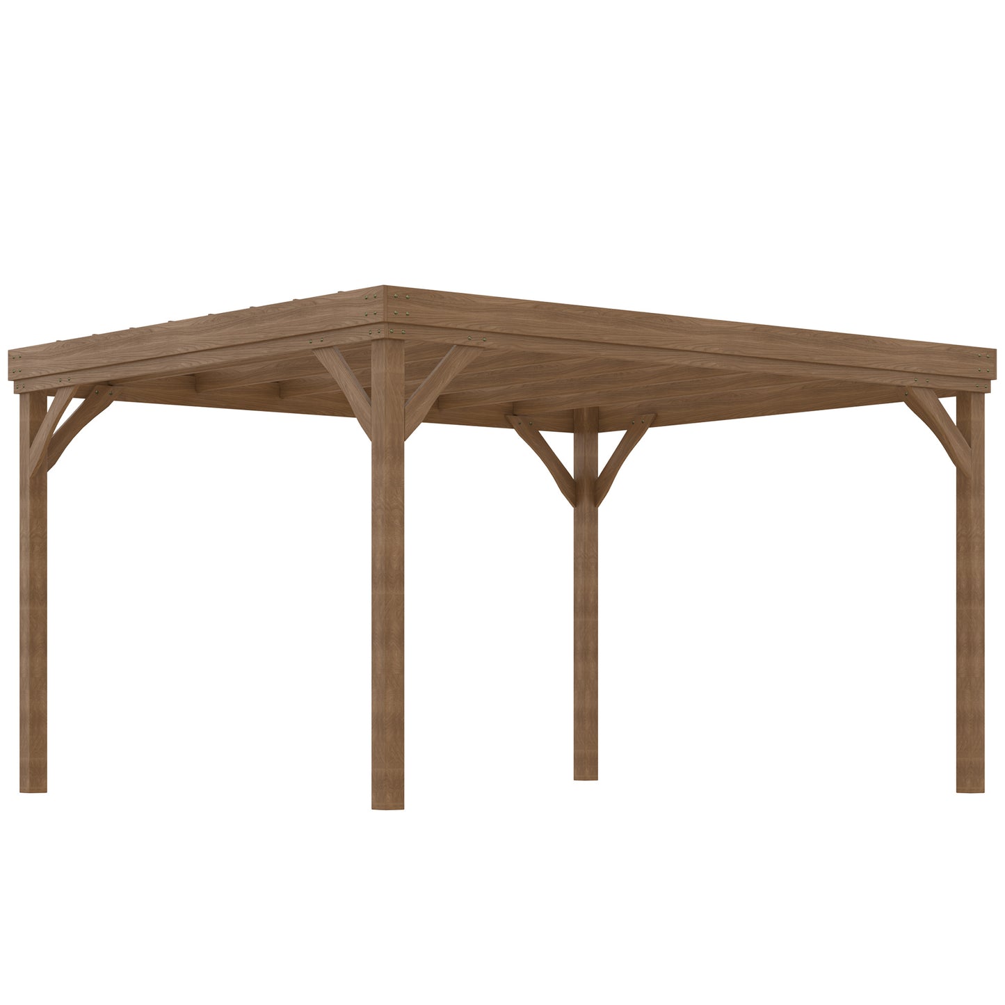 10' x 12' Outdoor Wooden Pergola, Concrete Anchors for Garden, Patio, Backyard, Deck, Brown