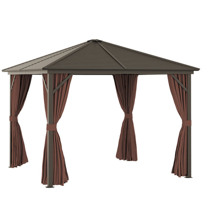 10’x10’ Aluminum Frame Gazebo, Metal Canopy with Netting & Curtains