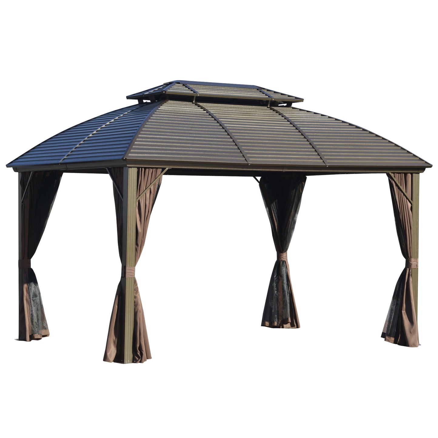 10x12 Hardtop Aluminum Gazebo with Double Tier Steel Canopy