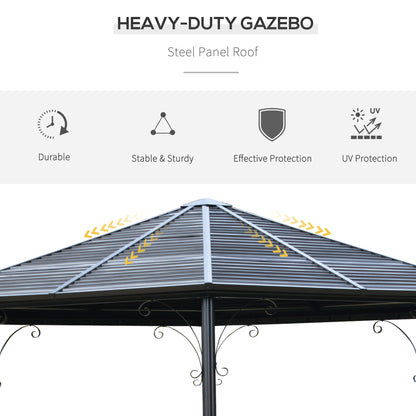 13’x13’ Hexagonal Aluminum Frame Gazebo with Galvanized Steel Canopy