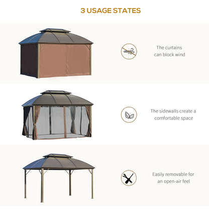 10x12 Hardtop Aluminum Gazebo with Double Tier Steel Canopy