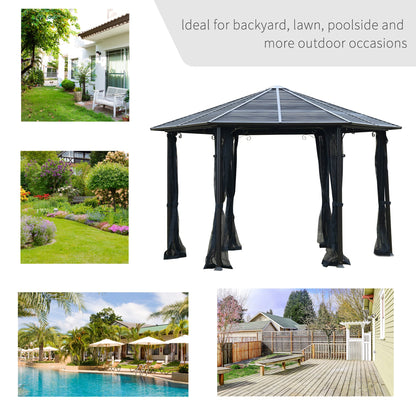 13’x13’ Hexagonal Aluminum Frame Gazebo with Galvanized Steel Canopy