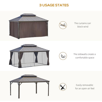 12’x16’ Hardtop Aluminum Gazebo, Double Metal Roof