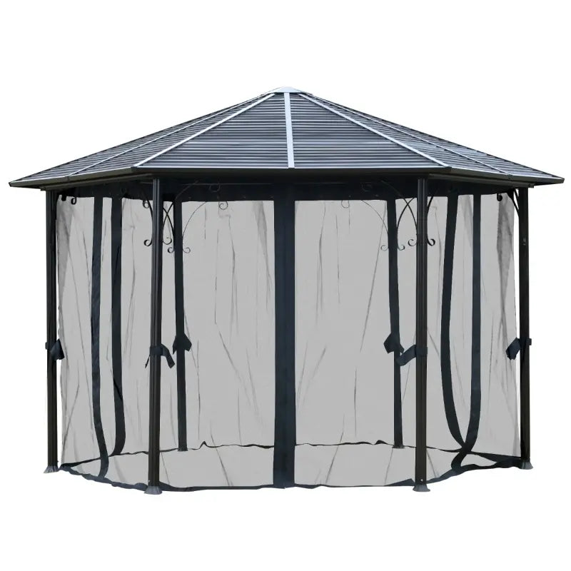 13’x13’ Hexagonal Aluminum Frame Gazebo with Galvanized Steel Canopy