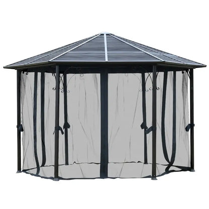 13’x13’ Hexagonal Aluminum Frame Gazebo with Galvanized Steel Canopy