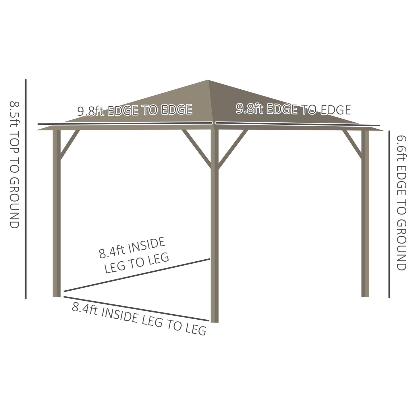 10’x10’ Aluminum Frame Gazebo, Metal Canopy with Netting & Curtains